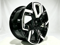 Rines Forjados de Repuesto de 5 Radios Angulares Gruesos en Negro Brillante con Detalles Blancos de 16-24 Pulgadas para Vehículos Eléctricos Tesla, Audi, BYD
