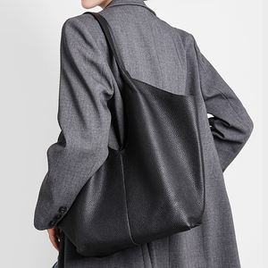 Sac fourre-tout minimaliste <span class=keywords><strong>en</strong></span> cuir véritable pour femme, grande capacité, sac à bandoulière avec pochette intérieure, sac hobo <span class=keywords><strong>en</strong></span> cuir de vachette pleine fleur - Product Image 3