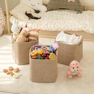 11 Inch <strong>Storage</strong> Cubes Brown Cotton Rope Woven <strong>Square</strong> <strong>Storage</strong> <strong>Baskets</strong> Organizer for Classroom Kids Toy Bins - Product Image 1