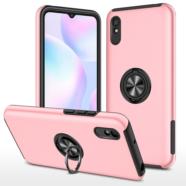 For Redmi 9c Back Cover Kickstand Shock Proof Ring Holder Phone Case for Redmi 9a