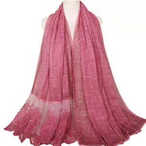 Caliente vender moda árabe encaje <span class=keywords><strong>pañuelo</strong></span> hijab mujeres color sólido Malasia musulmán hijab - Product Image 1