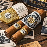 Emballage de cigare de haute qualité avec étiquette personnalisée, impression UV, papier doré, bande de cigare, étiquette en relief, estampage à chaud