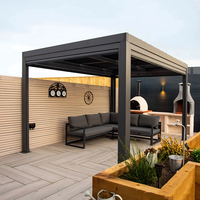 Persiana de techo Pérgola de aluminio Gazebo de jardín con persianas laterales Montaje en pared impermeable Persianas a prueba de óxido 3x4 5x3 6x6 Patio