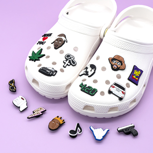 Sneakers Decor Accessories Trend Design Christian Marijuana Shoe Charm Personalized Custom Black <strong>Singer</strong> Boy Clog Shoe Charm Bulk - Product Image 3