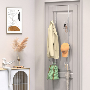 Perchero para colgar sobre la puerta, organizador de pared de 3 niveles con ganchos para ropa y accesorios, gris, negro, blanco - Product Image 1