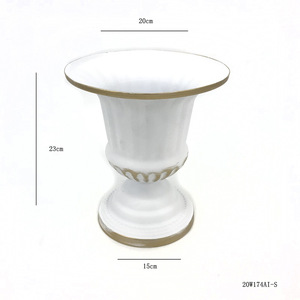 European Style White Tall Flower <b>Pot</b> With Gold Trim Indoor Decor For Hotel Office Home Furnishing Planters - Product Image 5