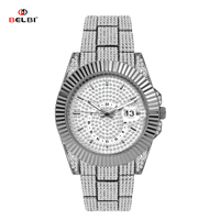 Montre à quartz de luxe BELBI pour homme, cadran en verre minéral, résistance à l'eau 3ATM, boîtier et bracelet en alliage de zinc, fermoir papillon