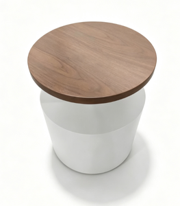 <span class=keywords><strong>Tavolino</strong></span> Rotondo Artistico Personalizzato Ecologico e Durevole con Piano in Legno e Base Affusolata Bianca, <span class=keywords><strong>Tavolino</strong></span> Laterale di Lusso - Product Image 1