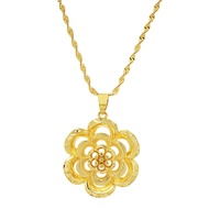 24K Gold Plated Large Flower Pendant Necklace, Multi-Layer