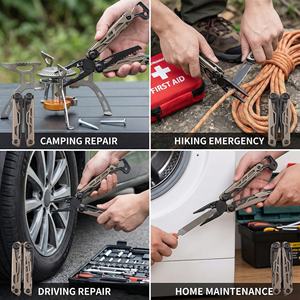 Outil pliant multifonctionnel <span class=keywords><strong>en</strong></span> acier inoxydable - Compact, léger, portable pour le <span class=keywords><strong>camping</strong></span>, la randonnée, l'alpinisme, les voyages <span class=keywords><strong>en</strong></span> voiture, la réparation - Product Image 6