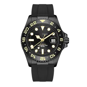 Jam tangan pergerakan kuarsa impor Swiss kedap air 50m kustom jam tangan mewah kaca mineral untuk pria