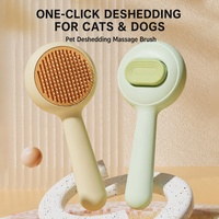 Brosse démêlante mini pour animaux de compagnie, pour chats et chiens, peigne à picots ronds en PP, outil de toilettage auto-nettoyant en un clic