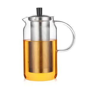 बड़े क्षमता Borosilicate बर्फ ठंडा काढ़ा कॉफी चाय मेकर गिलास चाय के बर्तन के साथ घड़ा हटाने योग्य तर करने वाला