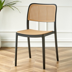 Muebles de restaurante de ratán de plástico de alta calidad de diseño moderno, silla de comedor de café apilable para uso en baño de apartamento escolar - Product Image 6