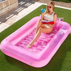 Chaise longue gonflable flottante pour piscine et plage, avec porte-gobelet, pliable, pour bronzer et se détendre - Product Image 5