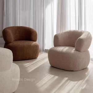 Fauteuil paresseux de style italien léger et luxueux, fauteuil de salon mignon pour fille, fauteuil en laine d'agneau pour chambre à coucher, fauteuil individuel, célébrité d'Internet, style nordique - Product Image 4