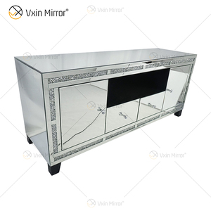 Mobile <span class=keywords><strong>TV</strong></span> in Stile Moderno Argento Nuovo Design con Specchio e Camino Arredamento per Soggiorno - Product Image 3