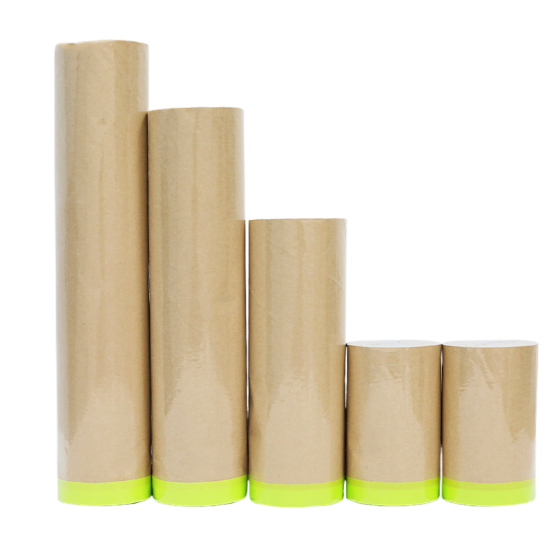 Acrylic Pressure Sensitive Single Sided Waterproof Masking Film With Kraft Paper And Rubber Adhesive Temperature Resistant