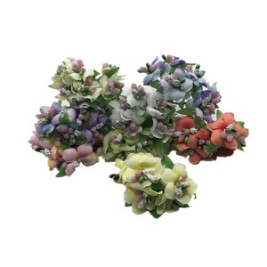 Fleurs artificielles en soie, fleurs de pêcher, feuilles roses, jaunes et vertes, décoration de mariage, décoration de la maison, artisanat, matériaux pour couronnes DIY - Product Image 2