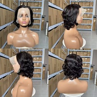 Perruque Courte Pixie Bouclée Bob en Cheveux Humains, Perruque Lace Front Transparente 13x4, Qualité 12A, Vente en Gros, pour Femmes Noires
