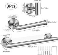 Lot de 6 crochets de salle de bain antidérapants, durables, écologiques, en acier inoxydable brossé, pour la maison, l'hôtel et usage commercial