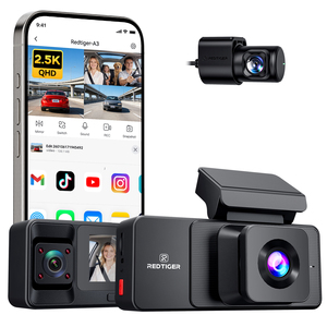 Redtiger Distributor <b>A3</b> New Design HD APP Control Wide-angle Triple Dash Cam Night Vision Smart Driving Recorder Without Card - Product Image 1