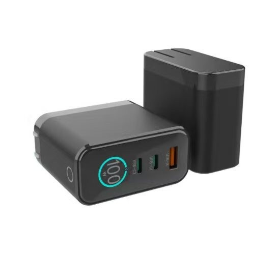 100W GaN Charger 2C1A PD Fast Charger with TFT Digital Display A+2C Super Fast Charging Power Adapter for Laptop Phone
