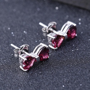 Naturel <span class=keywords><strong>Grenat</strong></span> Rhodolite Pierres Précieuses Arc Bijoux 925 Boucles D'oreilles En Argent Sterling Pour Les Femmes De Mariage - Product Image 3