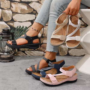 Women Summer Large <b>Magic</b> <b>Tape</b> Wedge Sandals New Sports Style Beach Sandals Wholesale - Product Image 1