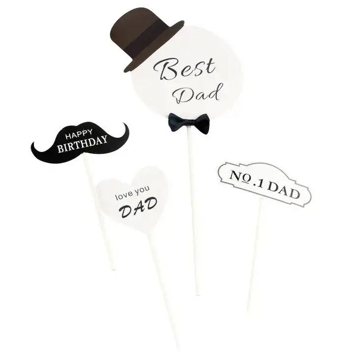 New Fashion Man Father's Day Cake Topper Dad I Love You Mustache