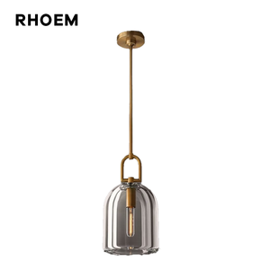 Luminaire suspendu RHOEM RH 5" 8" 10" en cristal artisanal et laiton massif, dimmable, certifié UL, 110V, hauteur réglable - Product Image 1