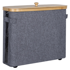 Modern Minimalist Bamboo <b>Fabric</b> <b>Storage</b> <b>Basket</b> With Lid Foldable Rectangle Tissue Box For Miscellaneous Items Off White Black - Product Image 5