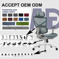 Chaise de bureau ergonomique inclinable en maille avec appui-tête 3D multifonctionnel chromé, porte-vêtements et soutien lombaire
