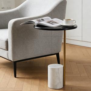 Sofa <strong>Side</strong> Service End <strong>Table</strong> Golden Stainless Steel Marble Round <strong>Gold</strong> Stylish End Coffee <strong>Table</strong> for Living Room - Product Image 2