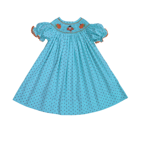 Vestidos Nuevos para Bebé Niña, Hechos a Mano, con Estampado de Puntos Azules, Vestidos de Calabaza Turca para Niños, Vestido de Acción de Gracias - Product Image 1