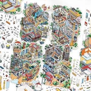 3 Pegatinas por Paquete, Oferta del Día: Pegatinas de Paisaje de Gran Formato de la Serie Thirty-Eight, Miniaturas <span class=keywords><strong>3D</strong></span>, Juguetes de Papelería - Product Image 2