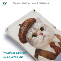 Décoration murale 3D personnalisée de luxe, moderne, peinte à la main, peinture acrylique à 6 couches d'animaux, images encadrées, décorations murales.