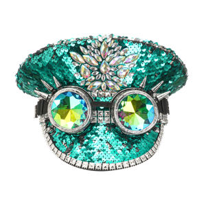 녹색 장식 조각 웨딩 모자 결혼식 파티 카니발 플랫 성능 모자를위한 세련된 여성 모자 - Product Image 4