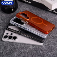 Casing HP VAWI B338 Anti Benturan Bahan PC Metal Bergelombang Lapisan Cat Magnetik untuk Samsung S26 Ultra Plus untuk iPhone Casing HP Mewah