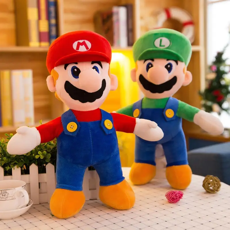 Mario peluş bebek süper en iyi yapılmış yumuşak oyuncaklar sevimli Mario peluş oyuncaklar Mario karikatür bebekler çocuk hediye faaliyetleri toptan