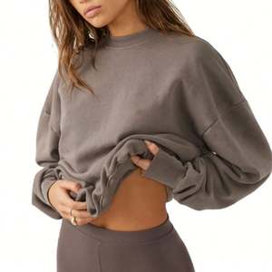 Venta al por mayor de alta calidad pulóver de manga larga con cremallera recubierta de cuello redondo de gran tamaño Streetwear negro sudaderas para mujeres - Product Image 4