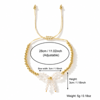 Pulsera de Cuentas Go2boho con Dije de Lazo Blanco, Chapado en Oro de 18K, Ajustable, Joyería de Moda para Regalo