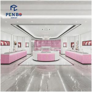 Diseño Interior de Joyería de Estilo Romántico Rosa de Alta Gama Moderna, Vitrina de Joyería Personalizada para Tienda Minorista - Product Image 1