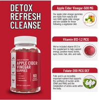 Gummies de Vinaigre de Cidre de Pomme pour un Métabolisme Sain 1000mg par Portion Betterave Grenade B12 Sans Sucre 60 Bouteilles