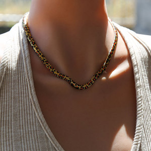 Hip-Hop estilo Melad serpiente estampado hoja moda espiga cadena mujer Acero inoxidable leopardo estampado serpiente hueso cadena collar - Product Image 5