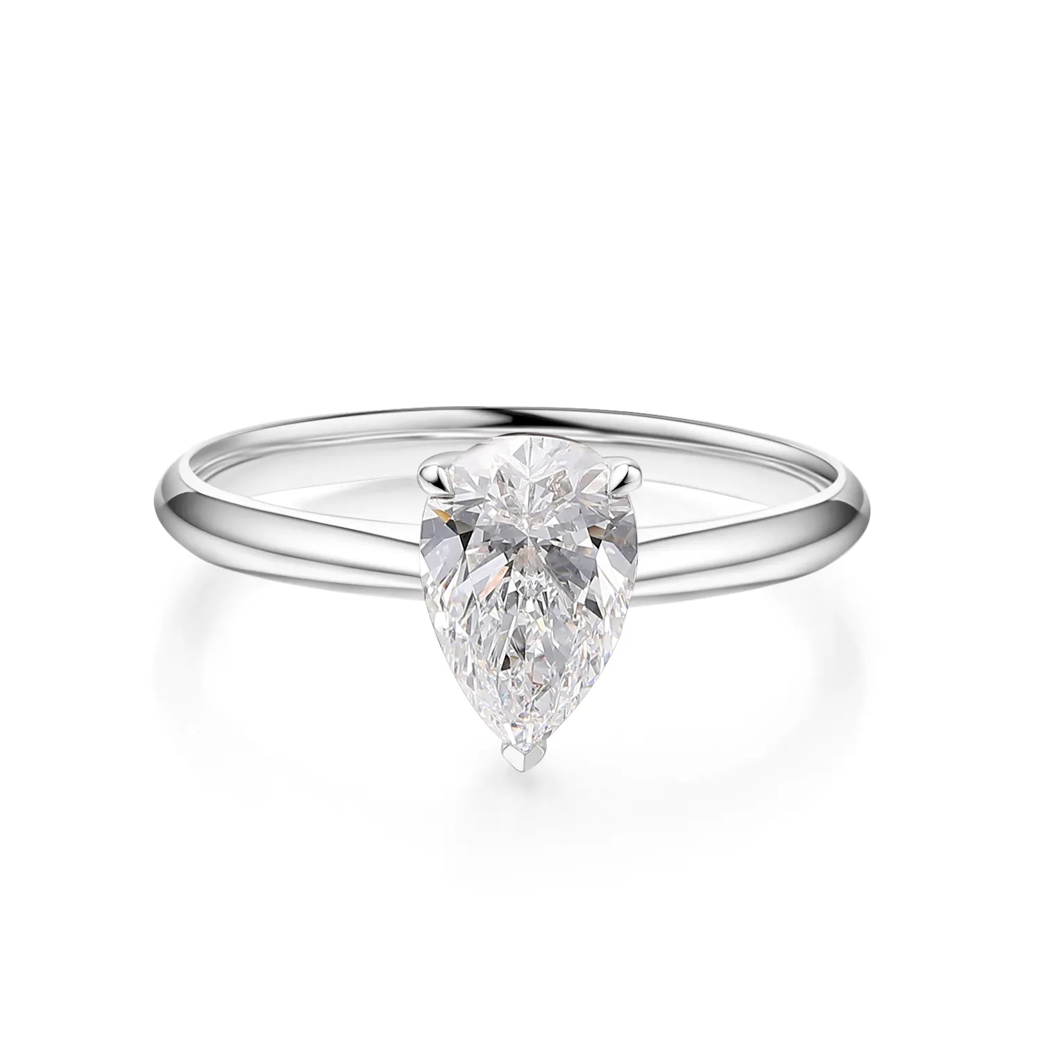 18k Gold Lab-Grown Diamond Ring + D VS1 CVD White Lab-Grown Diamond Ring NGTC Certified Pear shaped Synthetic Diamond Ring