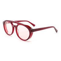 Nouvelles lunettes de soleil tendance populaires à double pont, rondes, épaisses, en acétate de qualité supérieure
