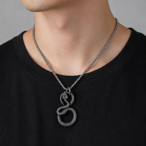 Collar con colgante de serpiente yunique para hombre, joyería con forma de animal de acero inoxidable, accesorio de moda para regalo - Product Image 3