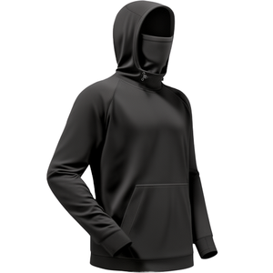 Sweat-shirt à capuche noir pour homme, coupe classique, en polyester tricoté respirant, couleur unie, décontracté, pour l'automne, avec design masque - Product Image 1
