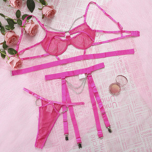 Sexy Dessous Riemen Spitze Nachthemd Anzug Damen Perspektive Sexy Light Set Stickerei Spandex Stoff Rüschen - Product Image 5